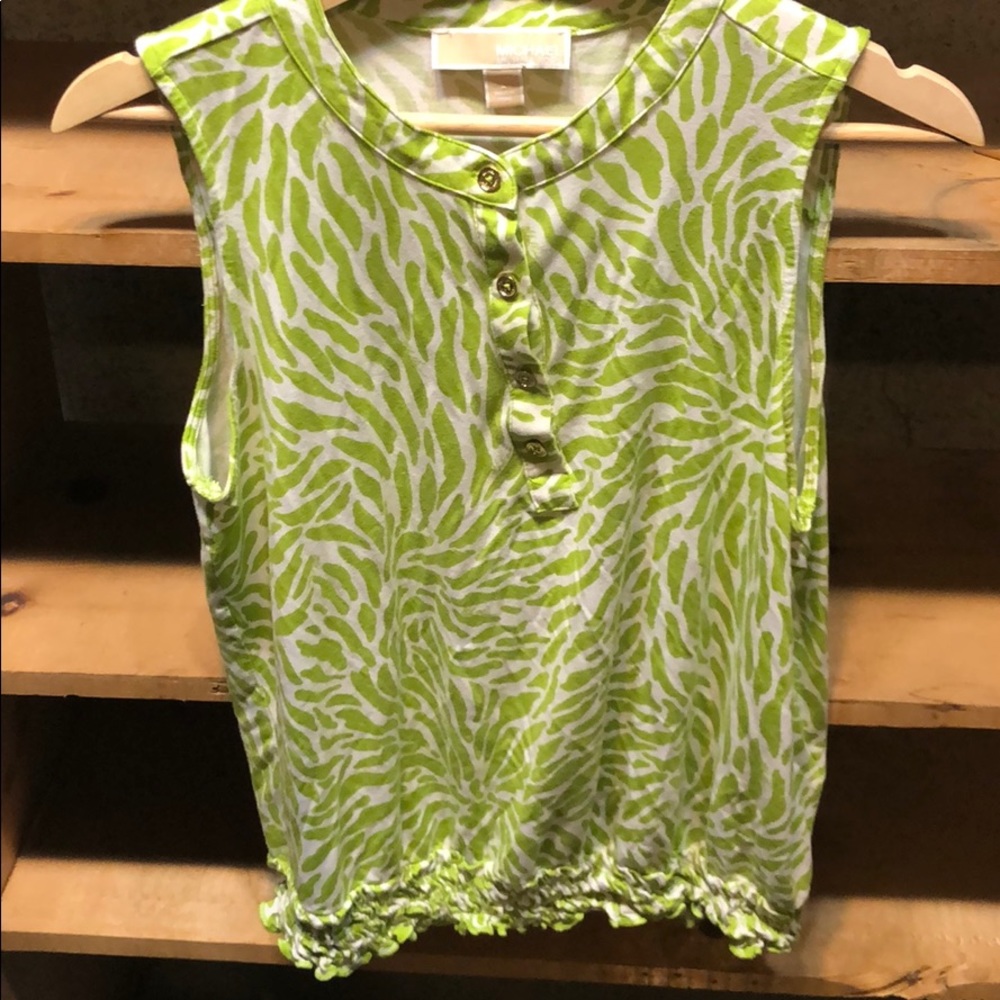 3/$10 Green White Michael Kors Sleeveless Top L